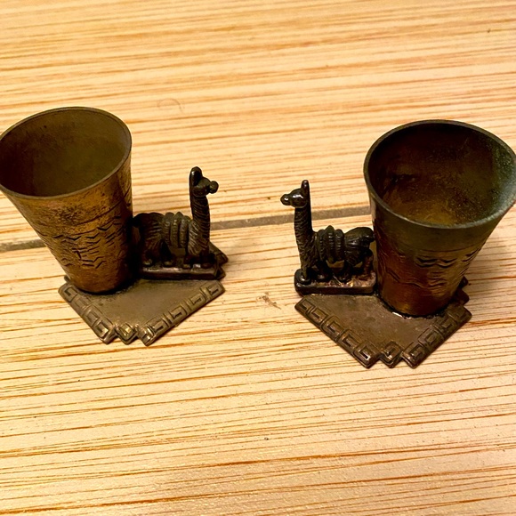 Stunning Vintage Argentinian Austrian Silver Llama Figurine Shot Glasses Azteca - Picture 1 of 4